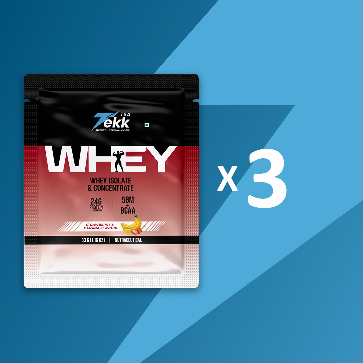Sachet - Strawberry + Banana Whey (3 Sachets)